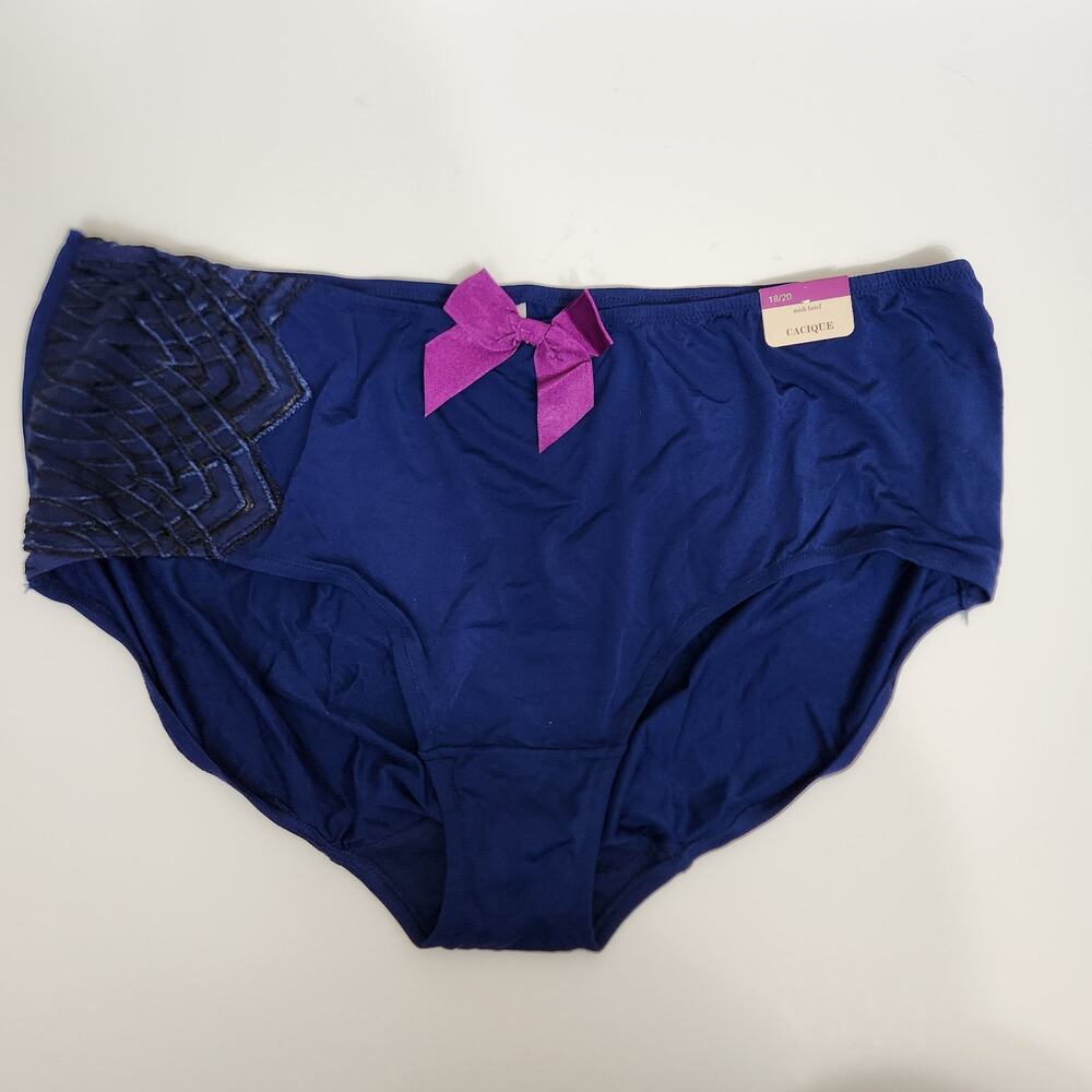 New! Lane Bryant CACIQUE Midi Brief Panties Black Lace Pink Bow Blue SZ 18/20